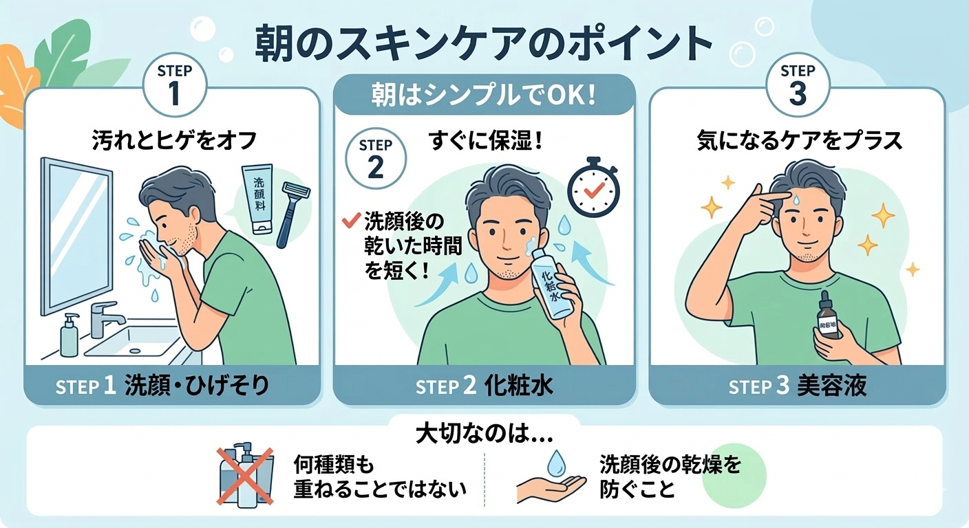 メンズの朝スキンケアの順番